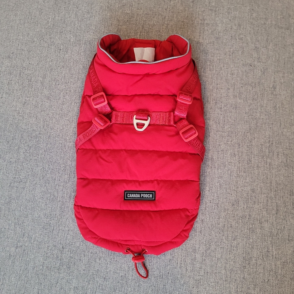 Size 12 Canada Pooch Red Dog Harness Puffer Jacket